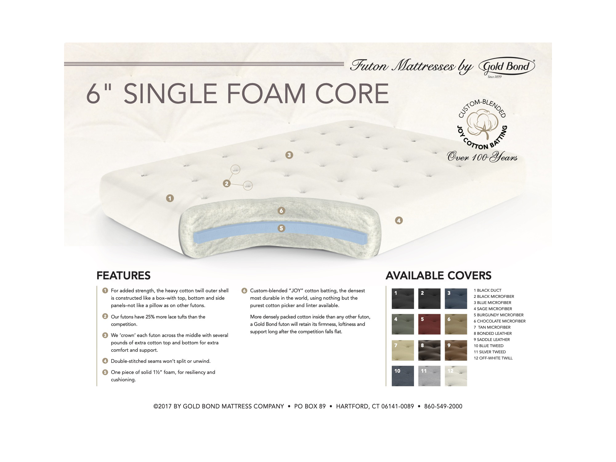 6 single foam futon