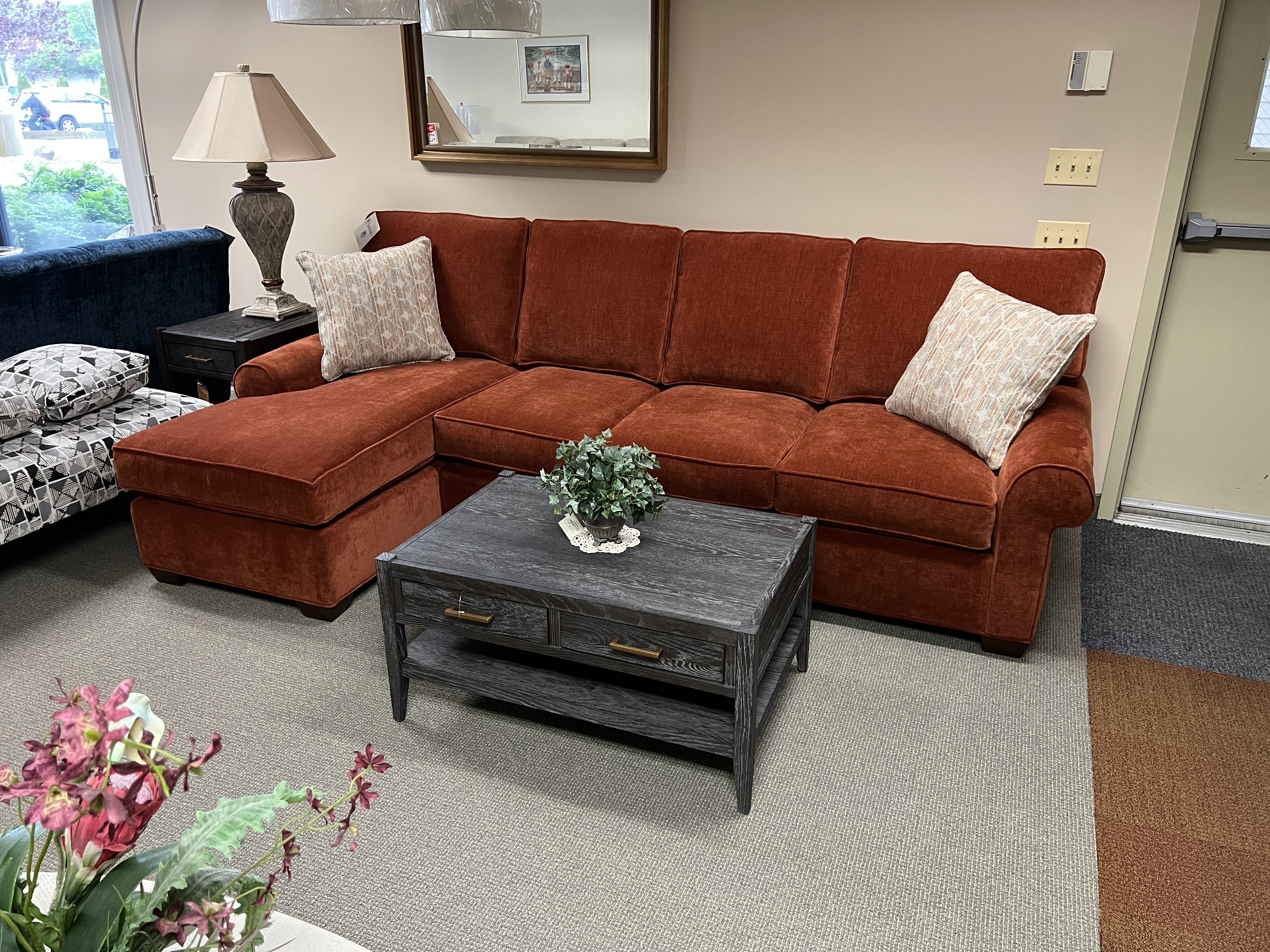 bfm sofa chaise rust